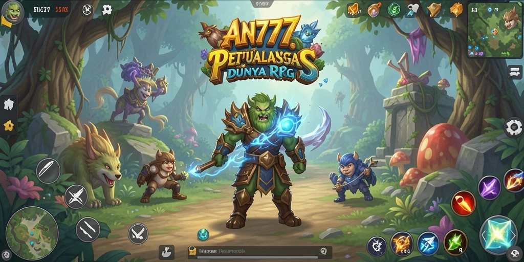 Tampilan aksi seru dalam gameplay RPG AN777.