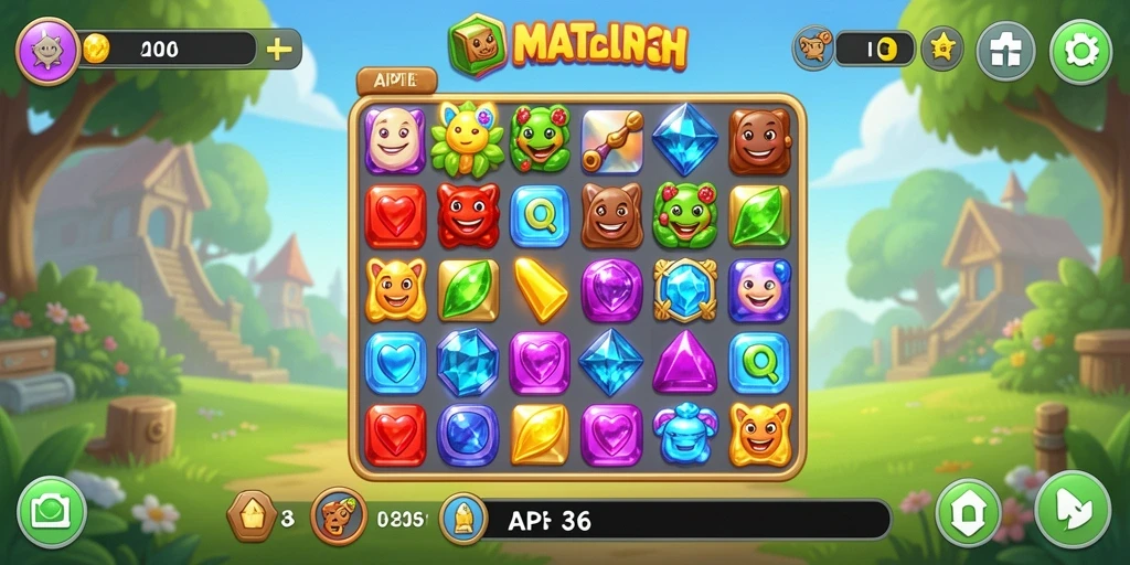 Screenshot gameplay API36 dengan tantangan Match-3 yang menarik.
