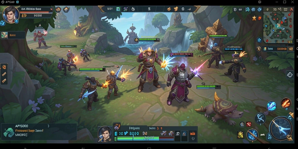 Screenshot gameplay API5000 yang menampilkan pertempuran epik di dunia MMORPG.