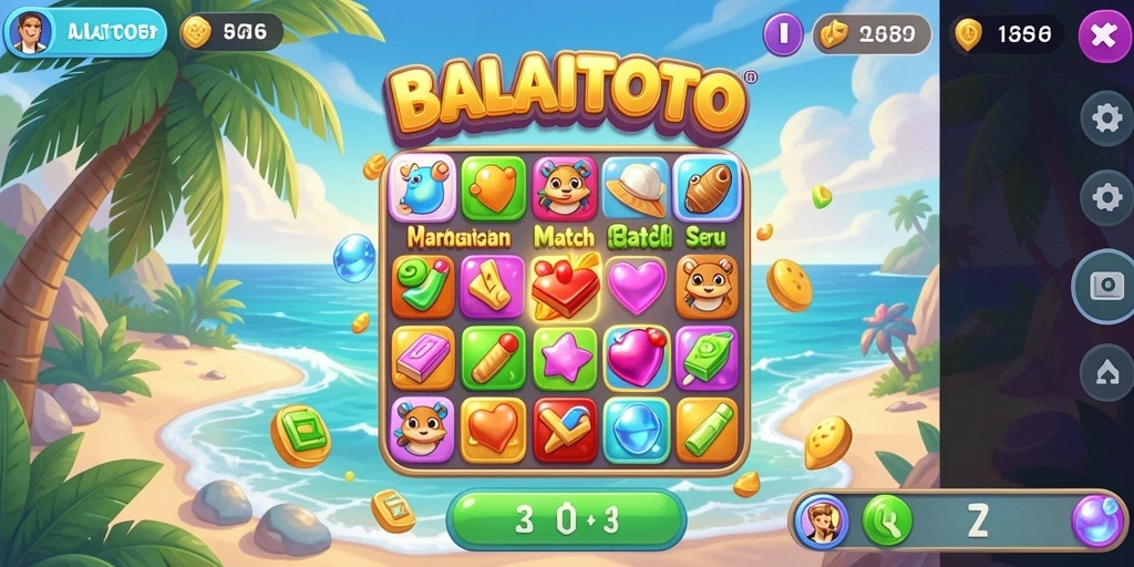 Tampilan seru gameplay BALAITOTO yang menampilkan kombinasi warna-warni.