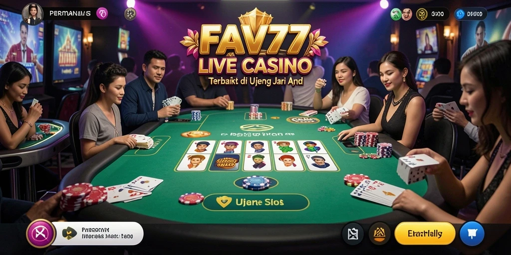 Screenshot gameplay FAV77 yang menampilkan dealer langsung dalam aksi.