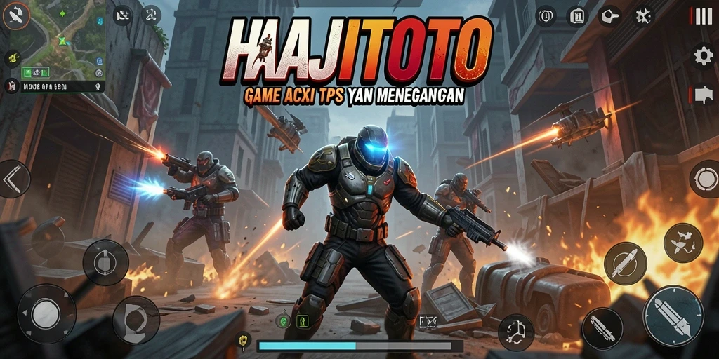Screenshot gameplay HAJITOTO menampilkan aksi intense dalam mode TPS.
