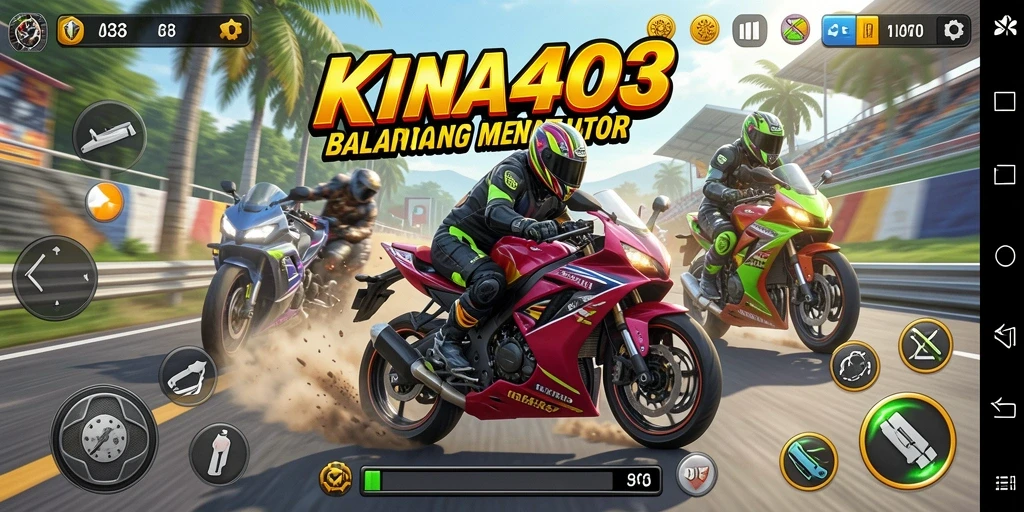 Tampilan mendebarkan saat balapan motor dalam KING403.
