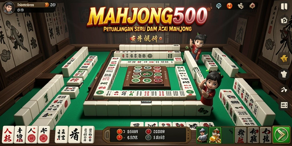 Gameplay seru dan menantang di MAHJONG500 saat menyusun ubin Mahjong.