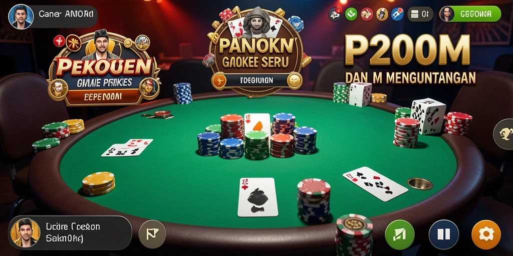 Tangkapan layar utama P200M menampilkan momen seru dalam permainan Poker.