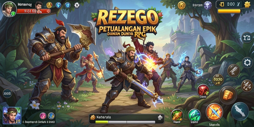 Gameplay seru dalam REZEGO dengan pertarungan epik di dunia RPG.