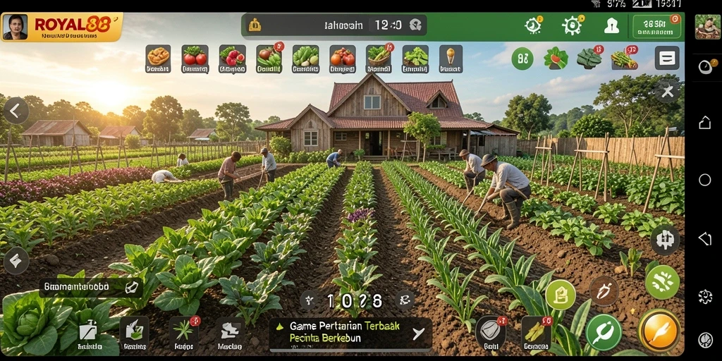 Tampilan gameplay menarik dalam ROYAL88 dengan berbagai aktivitas bertani.