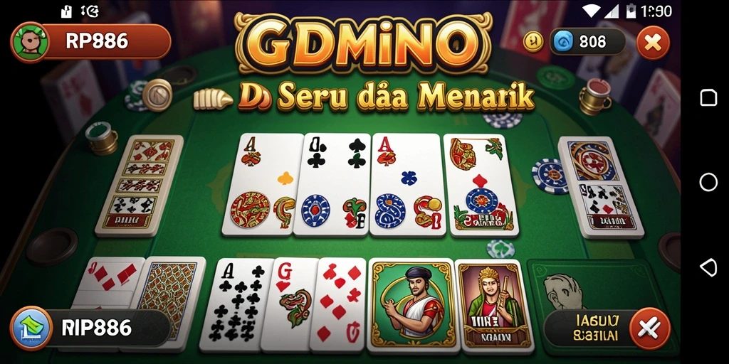 Screenshot utama gameplay Domino RP886 yang menarik dan interaktif.