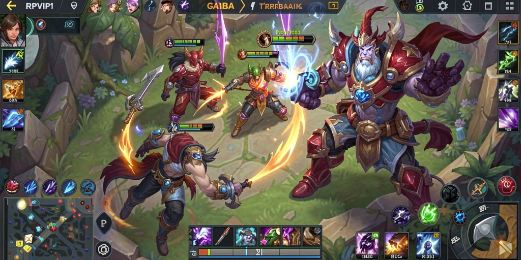 Screenshot gameplay RPVIP1 menunjukkan aksi pertarungan yang intens.
