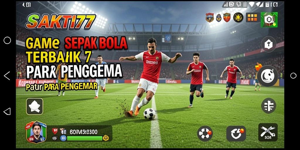 Tampilan gameplay SAKTI77 dengan aksi sepak bola yang mendebarkan.