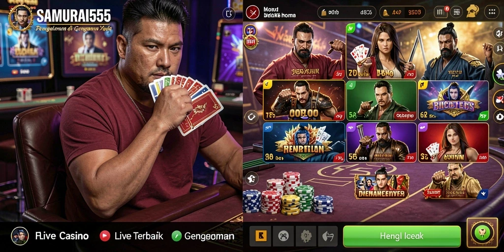 Screenshot gameplay SAMURAI555 dengan dealer langsung yang profesional.