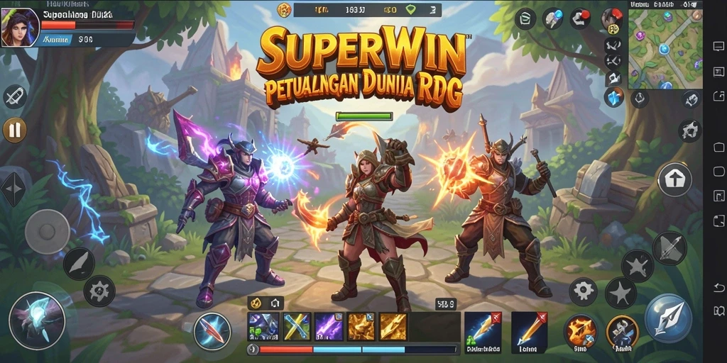 Screenshot gameplay RPG SUPERWIN yang menampilkan aksi seru dan karakter menarik.
