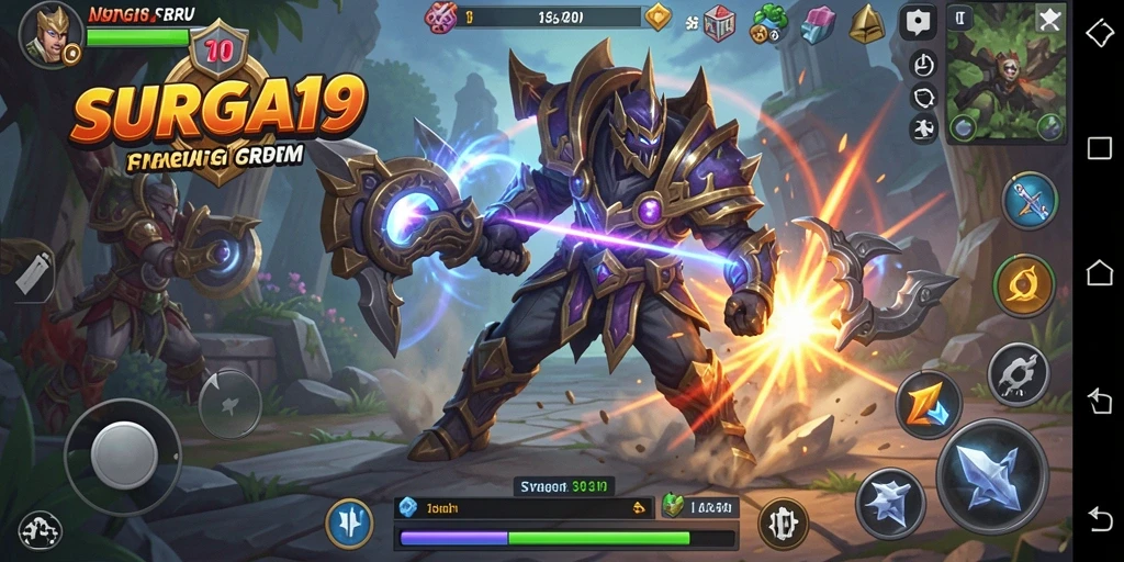 Tangkapan layar gameplay <strong>SURGA19</strong> menampilkan pertempuran strategis yang menegangkan.