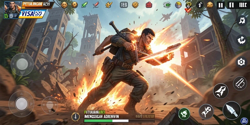Tampilan gameplay yang penuh aksi dan tantangan tinggi.