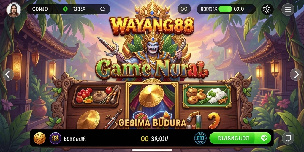 Tampilan gameplay seru di WAYANG88 dengan berbagai simbol menarik.